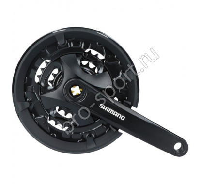 Шатун Shimano MT101 175мм 40/30/22 для 3*9 ск с защитой черный EFCMT101E002CLB